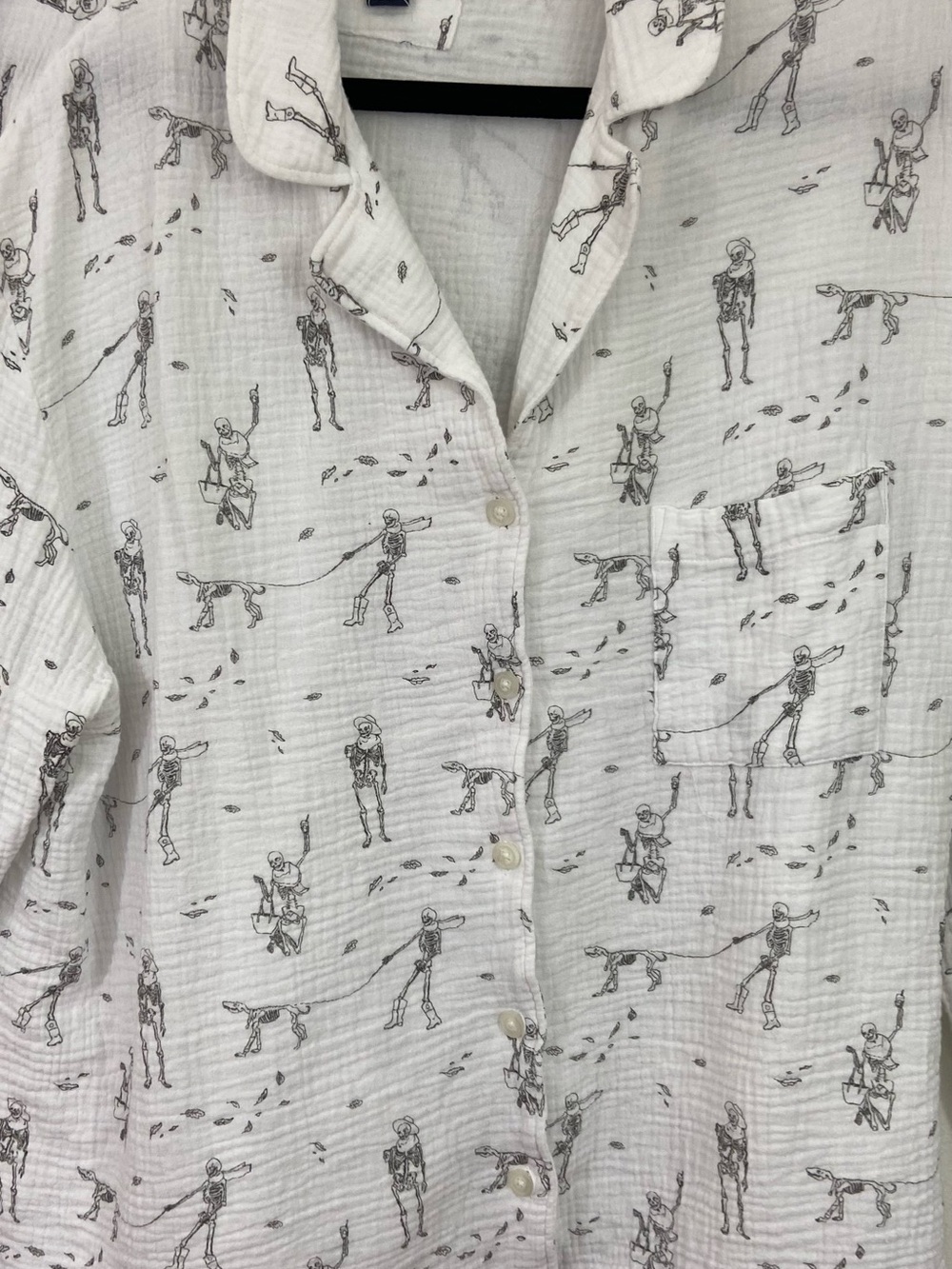 American Eagle skeleton pajama set Halloween cotton gauze XL 2 pieces whimsical - Picture 3 of 14